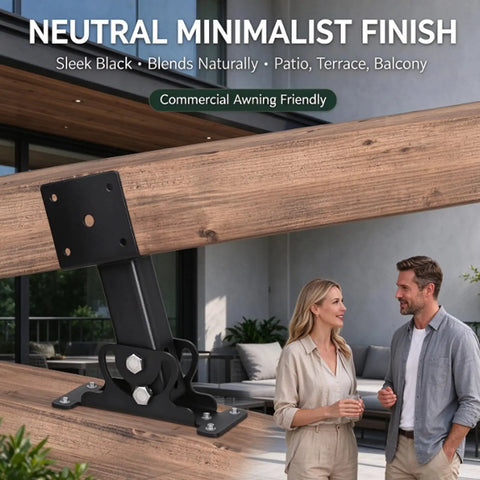 Adjustable Angle Pergola Roof Riser Brackets Heavy Duty Weatherproof Patio Awning Support Kit 180 Degree Rotation Outdoor Deck Riser Hardware Tough As Nails Steel Build Zero Hassle Setup For Your Deck on wooden beams.