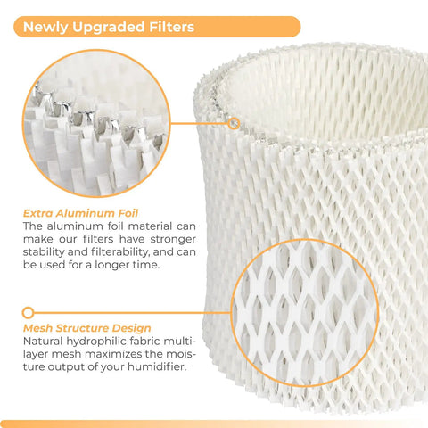 2 Pack HC888 Humidifier Filter Replacements showing aluminum foil and mesh structure design for Honeywell, Duracraft models