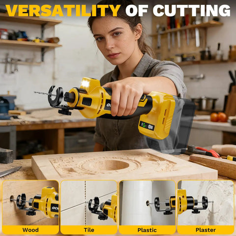 Heavy Duty Brushless Cordless Rotary Saw With 30000 RPM Maximum Speed And Three Adjustable Modes for cutting wood and plaster.