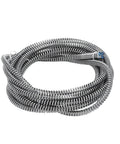 Heavy Duty Drain Snake With Drill Attachment, Flexible Alloy Steel Pipe Auger coiled for easy storage and quick access.