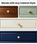 Rock Solid Brushed Gold Cabinet Knobs for Kitchen Drawers and Furniture, 1-1/4 Inch Round on various cabinet styles.