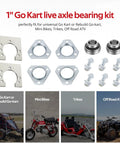 Rear Live Axle Bearing Kit 1 Inch Universal Fit For Go Karts Mini Bikes Trikes And Off Road ATVs with hardware components