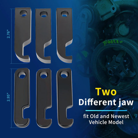 Heavy Duty Harmonic Balancer Puller Kit With 6 Jaw Set And Adjustable 3 Jaw Extractor for Chevy GM Chrysler, 2 jaw types shown