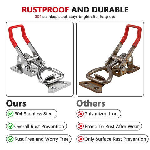 Comparison of Two Pack 4001 Toggle Latch Clamp with Lock Hole in 304 Stainless Steel vs Rusted Version