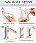 Installation steps for 4 Pack Heavy Duty Peel And Stick Wall Hooks In Bright Gold Finish Rock Solid Heavy Hitter Design.