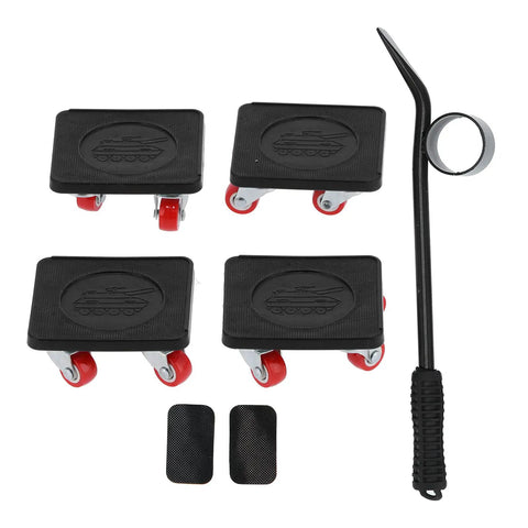 Heavy Duty Furniture And Appliance Movers With Cushioned Grips And Smooth Sliding Discs, four sliding discs with wheels and a handle.