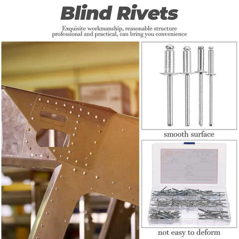 All Purpose Aluminum Blind Rivet Kit 140 Pcs Flange Pop Rivets Set For DIY Repairs And Industrial Projects, smooth surface image