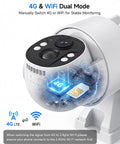 Close-up view of Solar Powered Cellular Security Camera With Dual Wifi And 4G LTE Connectivity For Wireless Outdoor Surveillance settings.