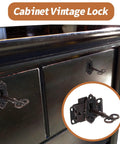 Top Shelf Vintage Red Bronze Skeleton Key Cabinet Lock Set With Dead Solid Iron Build And Matching Keys For Heavy Duty Furniture Restoration And Craft Projects on a cabinet.