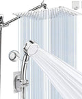 High Pressure 10 Inch Square Rain Shower Head Combo With Handheld Spray And 78 Inch Hose 3 Way Diverter Chrome