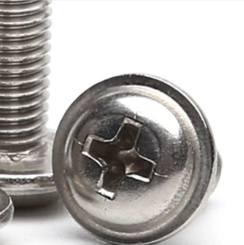 Badass 304 Stainless Steel Tapping Screws Phillips Round Head with rubber cushion pad showcased in close-up, M3 size.