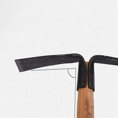 Garden Pick Multipurpose Hand Tool For Digging Weeding Planting With High Carbon Steel Head And Solid Wood Handle close-up