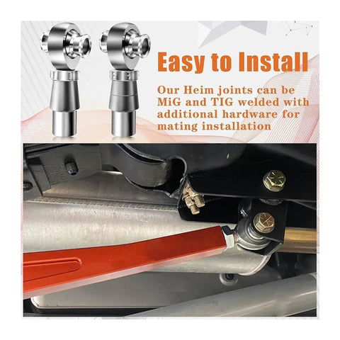 Two Piece Heavy Duty Heim Joint Rod Ends Steering Linkage Kit For Rock Crawlers And Trail Trucks showing installed rod ends with hardware.