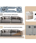 Lock It Down Heavy Duty Sofa Connectors For Sectional Couches With Adjustable Interlocking Brackets And Stainless Steel Screws in use.
