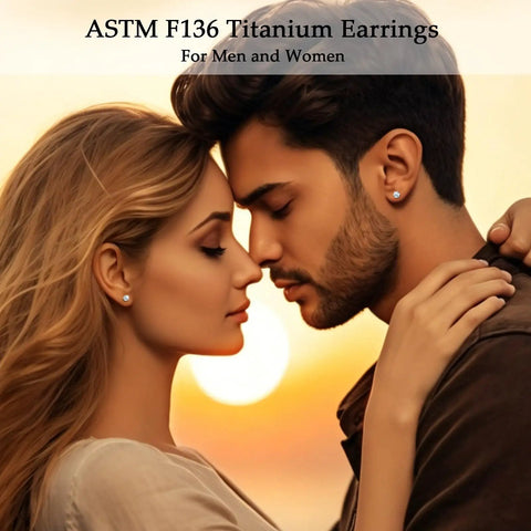 Medical Grade F136 Titanium Stud Earrings Featuring Six Prong Cubic Zirconia Drops With Secure Screw Style Flat Backs For Sensitive Skin Next Level Fresh Drip Daily on couple at sunset.