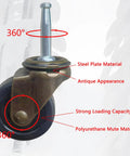 Badass Heavy Duty 2 Inch Antique Furniture Casters Roll Smooth As Silk With Zero Squeak Nonsense using steel plate and polyurethane.