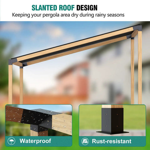Heavy Duty 15 Degree Pergola Brackets Kit With 75 Degree Corner Brackets And Post Base For 4x4 Lumber Beams 3.5x3.5 In Sheds Gazebos Patio Pergola Kit Built To Last