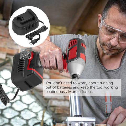 Real Deal AC To DC Voltage Converter For Milwaukee M18 Power Tools with heavy duty adapter and long cable in use.