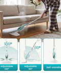 Woman using Heavy Duty 10 In 1 Steam Mop With Detachable Handheld Design And 1550 Watt Blast for cleaning hardwood floor.