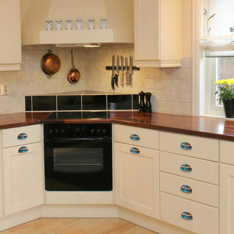 Heavy Duty Construction Hella Smooth Sliding Rustic Cabinet Cup Pulls 6 Pack Drawer Handles With Secure Anchor Plate Two Point Six Inch Hole Center Kitchen Furniture Upgrades on cabinets.