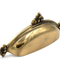Spanish Gothic Cabinet Cup Pull In Dark Antique Copper Finish top view with ornate details in solid brass quality.