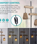 Two Light Rattan Floor Lamp With Independent Control Switch Rustic Farmhouse Tall Standing Lamp 68 Inch Ideal For Living Room Bedroom Or Office With Rattan Lampshades For Cozy Ambient Light And Rustic Charm