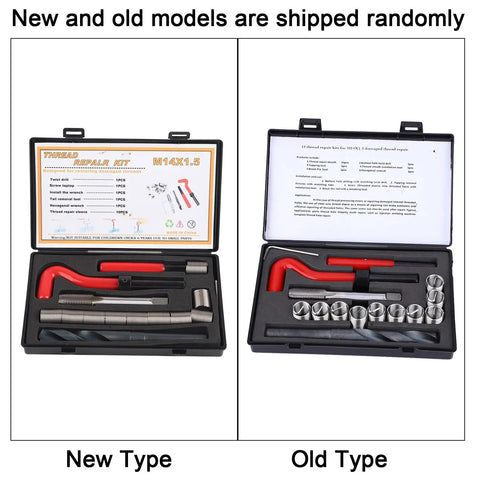 Thread Insert Kit M14x1.5 Female Thread Repair Set, 15-Piece Rethreading Tool For Cars And Industrial Work, Pro Grade Heavy Duty Stainless Steel Durable Kit For Hole Repair And Reinforcement, new and old type comparison in case