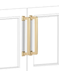 Sweet 10 Pack 5 Inch Brushed Brass Kitchen Cabinet Handles Gold Toned Drawer Pulls Featuring Smooth Edges For Cupboards And Home Cabinetry Upgrades 128mm Easy Mount on cabinet doors.