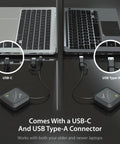 Wireless USB Camera Extender for Streaming and Conferencing Turns Wired Webcam Into Wireless shown with USB-C and USB-A laptops