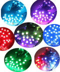 Digital Addressable WS2811 LED String Lights Waterproof RGB Full Color 12mm Outdoor 500pcs Lit Garden Christmas Signage Backlighting Pathway And Cove Lighting displayed in various colors.