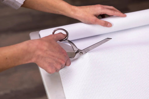 Cutting Non Adhesive Shelf Liners For Kitchen Cabinets And Pantry Wire Shelving Featuring A Solid Grip Base.