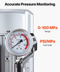 Close-up of pressure gauge on Electric Hydraulic Pump 750W 10000 PSI Heavy Duty Power Pack 120V Single Acting Hydraulic Unit