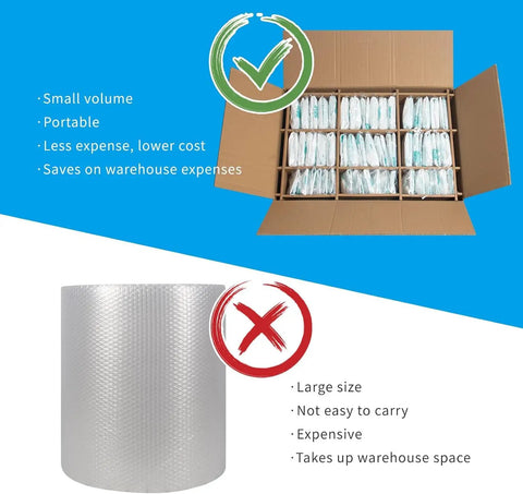 Image comparing Heavy Duty Self Expanding Foam Packing Bags 18 X 22 Inches to traditional packing materials, highlighting benefits.