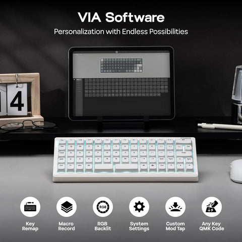 Solid 65 Percent Ortholinear Mechanical Keyboard With Via Custom Programming And Tri Mode Wireless Setup For Fast Finger Typing and illuminated keys