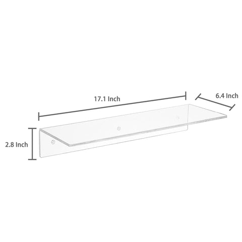 Set Of 3 Premium Clear Acrylic Floating Wall Shelves Modern Display Rack Home Decor 17.1 x 6.4 x 2.8 inches measurements