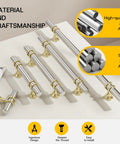 10 Pack Brushed Nickel And Gold Cabinet Pulls 3 Inch Hole Centers 76mm Zinc Alloy Kitchen Handles displayed on white surface