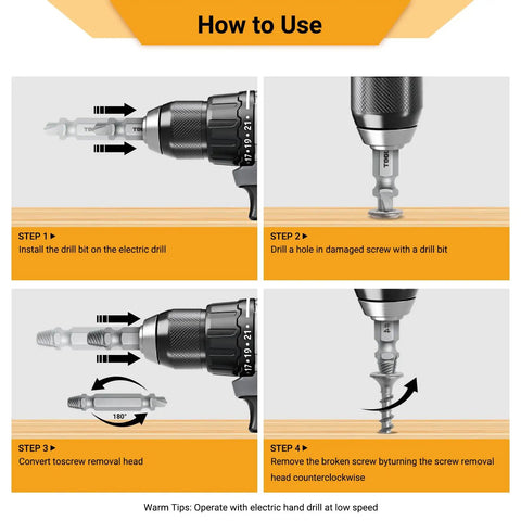 Universal Screw Extractor Kit With Drill Bits For Stripped Rusty Screws And Nuts Remover Tools For Broken Bolts DIY Hardware Repair Set Heavy Duty Alloy Steel detailed usage instructions