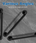 Hella Tough Stainless Steel Shower Grab Bars For Seniors And 12 Inch Anti Slip Bathroom Hand Rails in various installation angles.