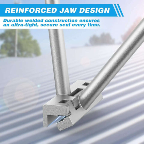 Close-up of reinforced jaw design on Heavy Duty Hand Seamer And Sheet Metal Bender Two In One Tool with steel construction.