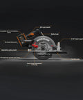 Heavy Duty Cordless Circular Saw Brings Knockout Forty Volt Power with 7.25 inch blade and adjustable cutting features.