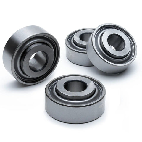 2 Pack Front Wheel Bearing And Debris Shield Assembly Featuring A Stainless Steel Axle Street Ready Heavy Duty Swap Precision Engineered Parts With Synthetic Grease Barrier Stays Rock Solid showing four stainless steel wheel bearings.
