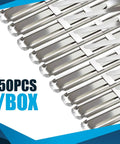Slick 1 Inch Prong Paper Fastener Set With Heavy Gauge Binding Clips For Office And School Projects Plus Two Hole Punch Ready Design Easy To Snap Together And Straight Up Durable 50 Count Box, showing 50 metal paper fasteners.
