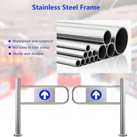 Stainless steel frame of Badass Auto Close Spring Loaded Swing Gate Heavy Duty Stainless Steel Barricade for access control.