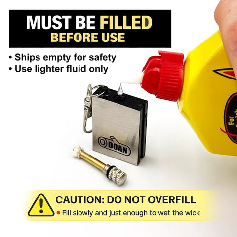 Filling Lit Refillable Survival Fire Starter Keychain Tool For Camping And Hiking, Metal Emergency Lighter with fluid