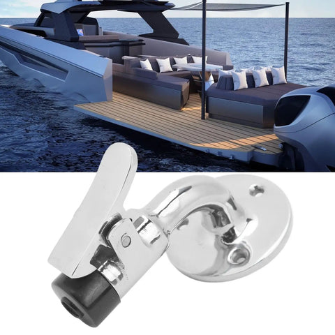 Heavy Duty Marine Door Stopper Catch With Smooth Spring Loaded Locking Mechanism To Kill Cabin Noise And Hold Doors Open At 90 Degree Angle For Rock Solid Boating Setup On Power Yachts mounted on luxury yacht.