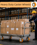 Rock Solid Heavy Duty Industrial Caster Wheel Replacement Featuring Eight Inch Rolling Thru Axle Design And Five Eighth Inch Mounting Bore for a toolbox cart.