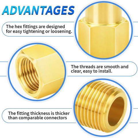 Brass Pipe Fitting Long Nipple One Quarter Inch NPT Male By One Quarter Inch NPT Female Two Inch Length Two Pack advantages