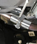 Universal 2 Inch ID To 2 Inch ID Exhaust Flange Repair Pipe Kit Crafted From Heavy Duty 304 Stainless Steel installed under vehicle.