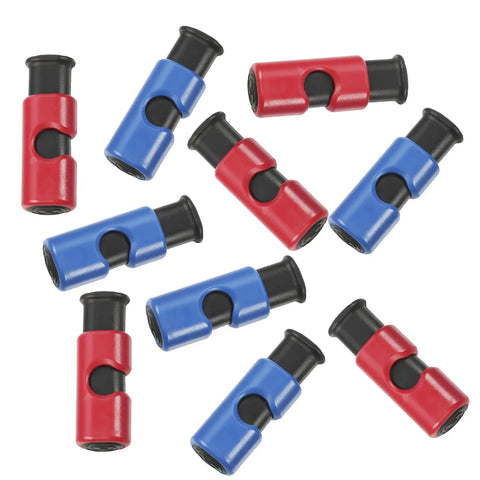 10 Piece Heavy Duty Locking Bag Clips For Bread And Snack Packs Durable reusable clips in red and blue for food storage.
