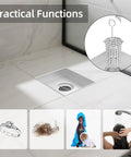 Ridiculously Fast Shower Drain Strainer With Pop Up Hair Catcher Basket And Attached Lifting Hook Super Slick Debris Filter in a shower drain.